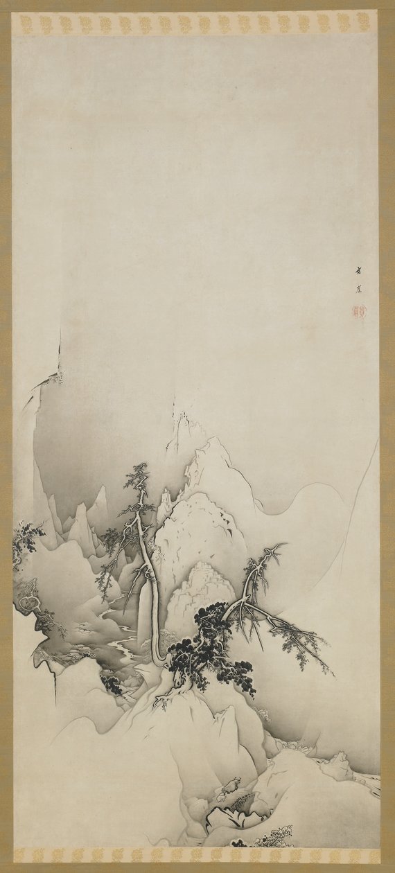 Paesaggio invernale: una gola, periodo Edo, 1883 da Kano Hogai