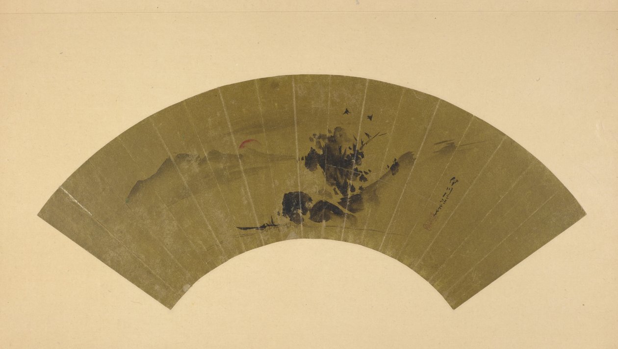 Fiume e sole rosso, periodo Edo da Kano Isen