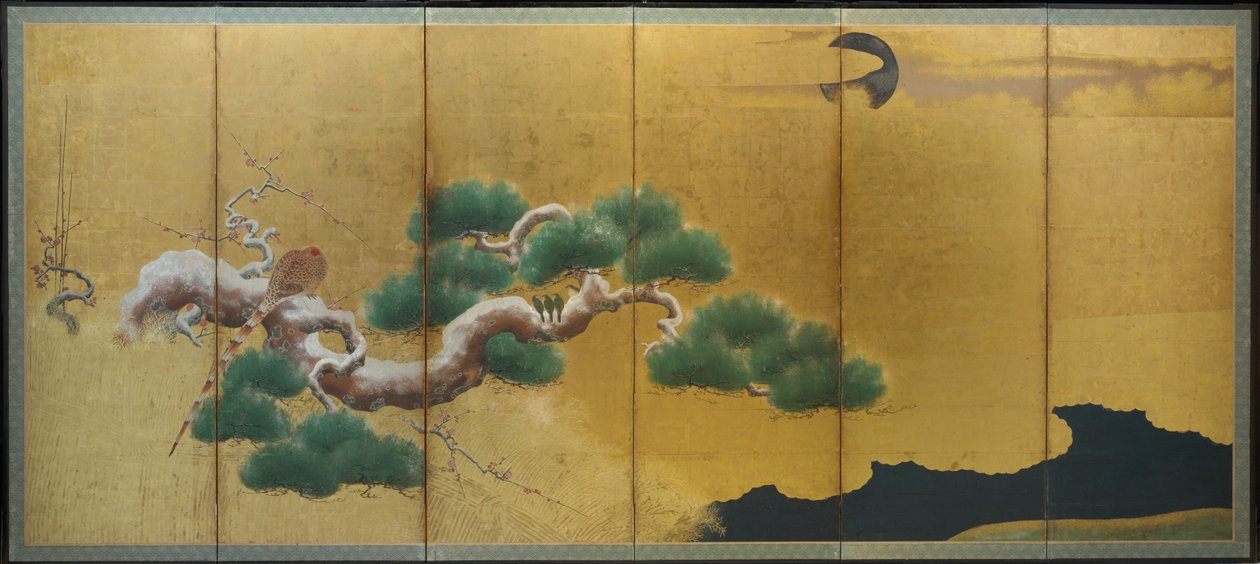 Fagiano e pino, 1626 circa (inchiostro, colore e oro su carta) da Kano Koi