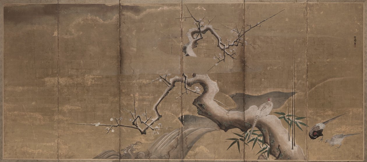 Scena Invernale con Alberi di Prugne e Fagiani (Uccelli a Sinistra) da Kano Naonobu