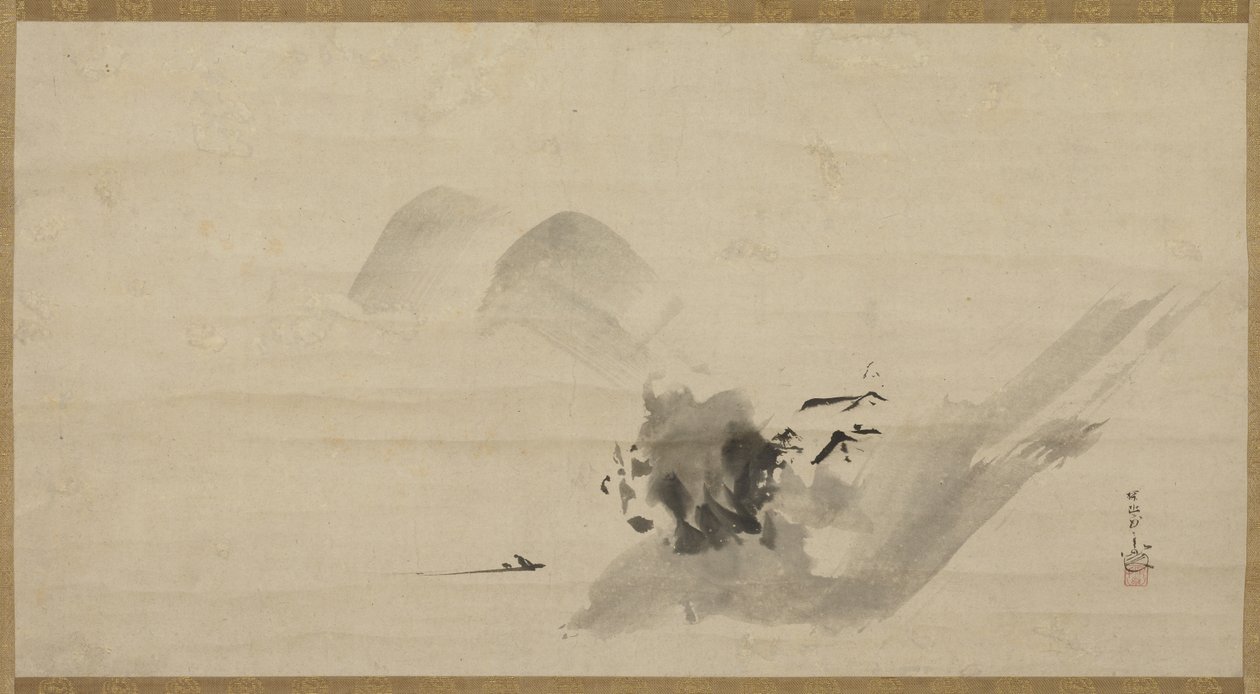 Paesaggio, Rotolo appeso, XVII secolo da Kano Tanyu