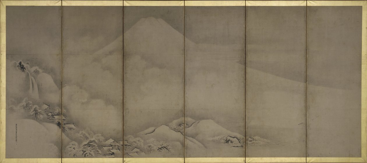 Monte Fuji e punto Matsubara, Schermi da Kano Tanyu