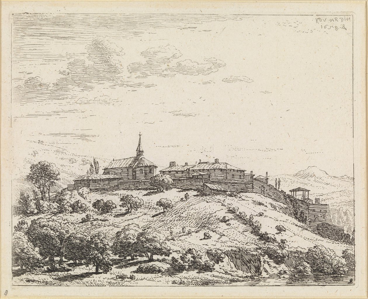 Villaggio su una collina da Karel Dujardin