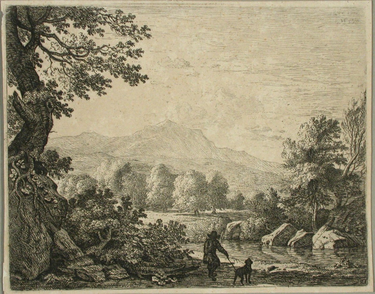 Paesaggio con uomo e cane da Karel Dujardin