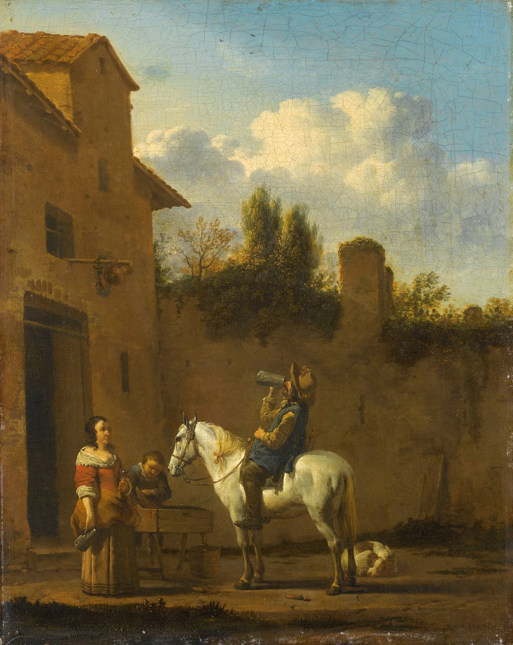 Trombettiere a cavallo che beve, 1650-60 da Karel Dujardin