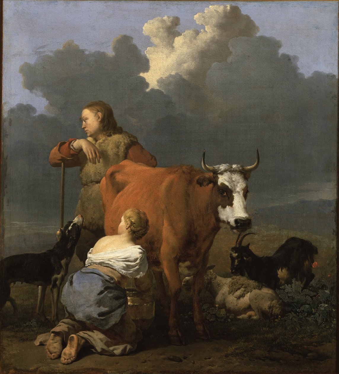 Contadina che munge una mucca da Karel Dujardin