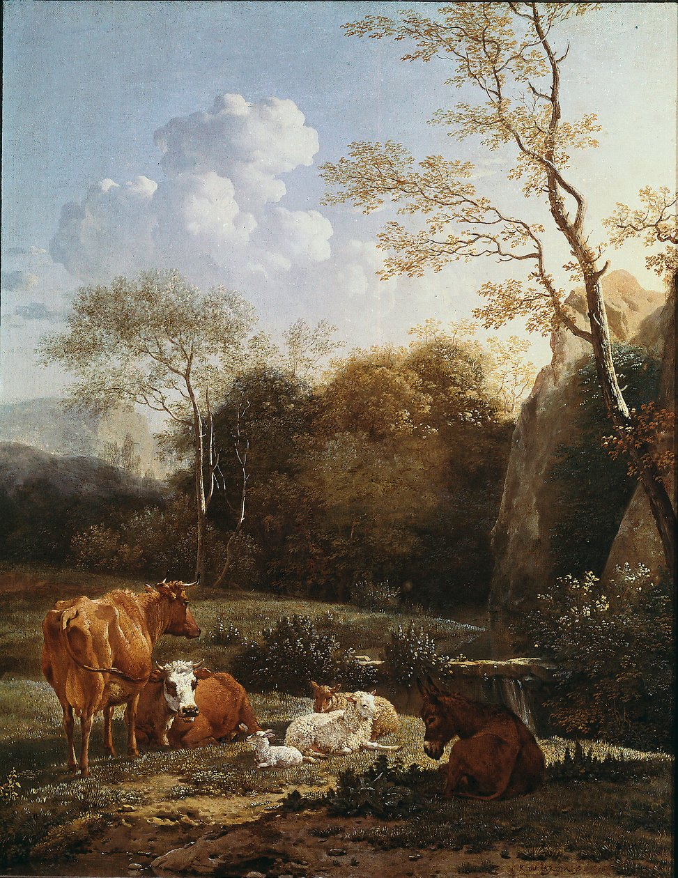 Il bocage animale vicino a un ruscello da Karel Dujardin