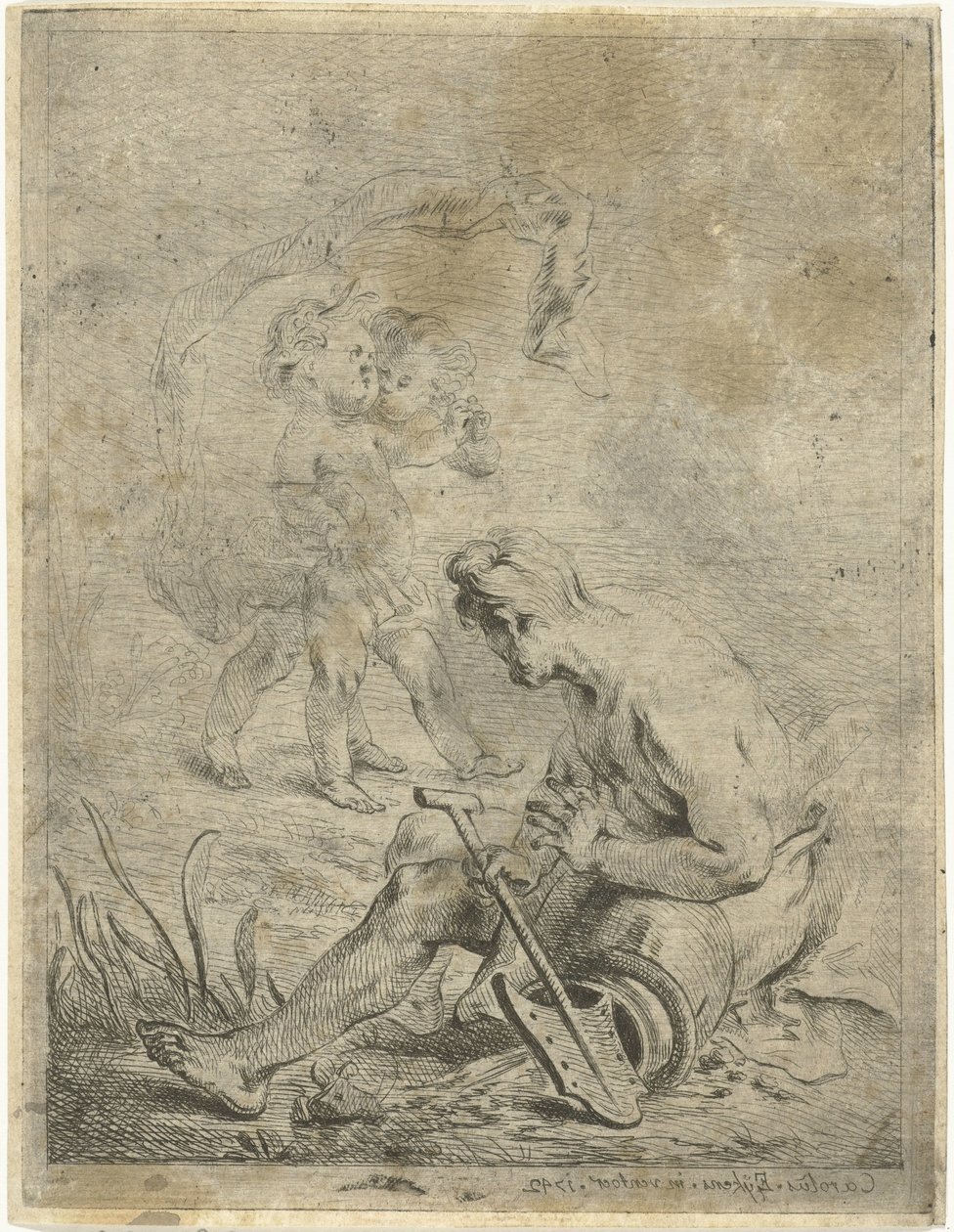 Dio del fiume che guarda due putti da Karel Ykens (II)