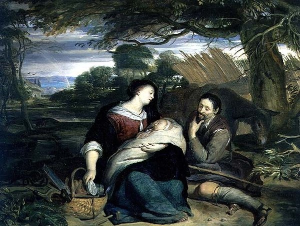 Il riposo durante la fuga in Egitto da Karel de Moor