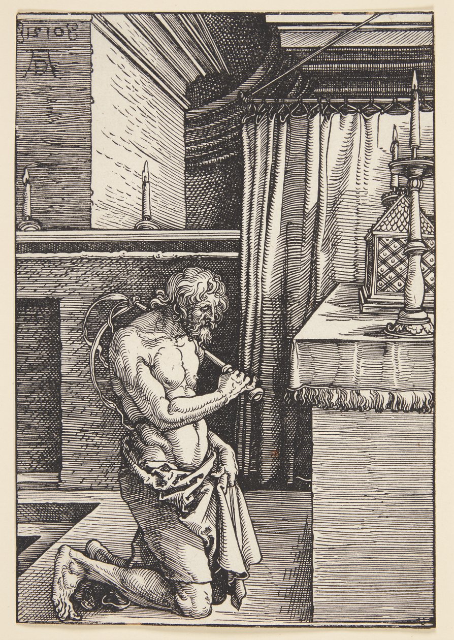 Vecchio con turbante, in piedi con bastone da Karel van der Pluym