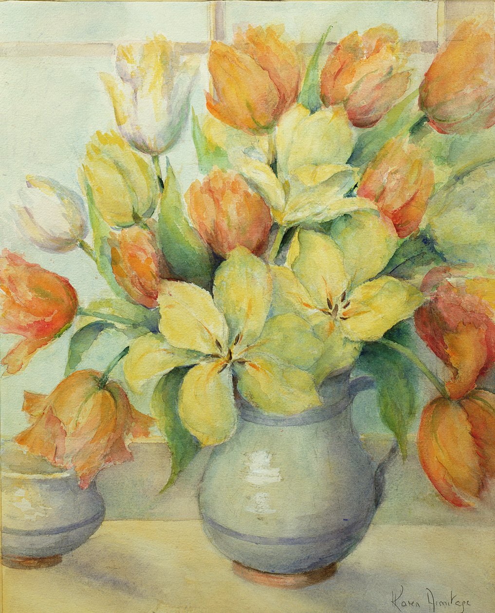 Tulipani Mendel e Darwin su un davanzale da Karen Armitage