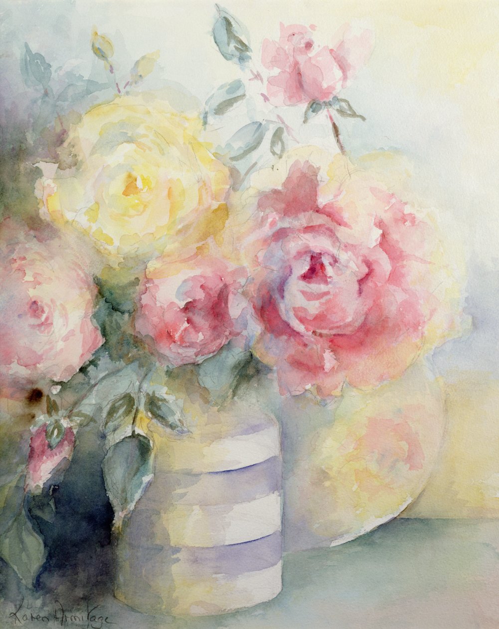 Rose in una brocca cornica da Karen Armitage