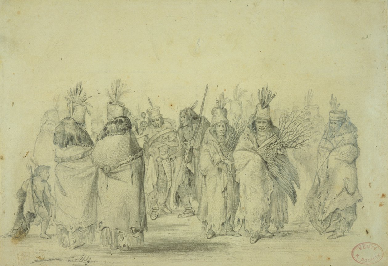 Danza delle donne Mandan, c.1833-43 da Karl Bodmer