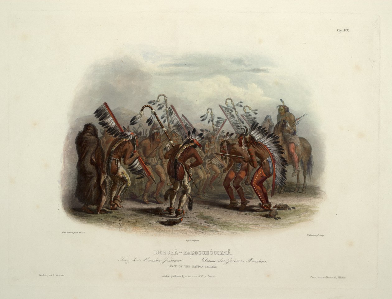 Ischohä-Kakoschochatä Danza degli indiani Mandan da Karl Bodmer