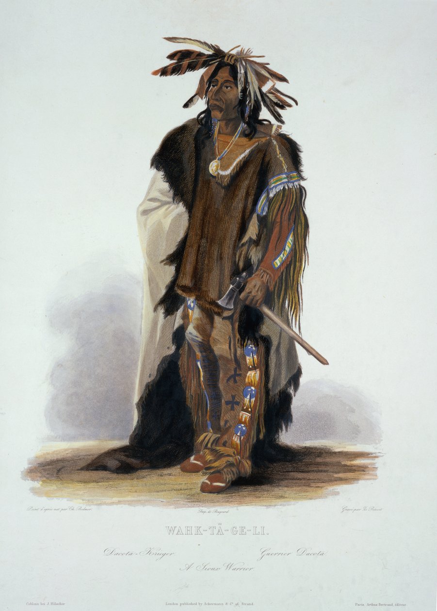 Wahk-Ta-Ge-Li, un guerriero Sioux, tavola 8 dal Volume 2 di 
