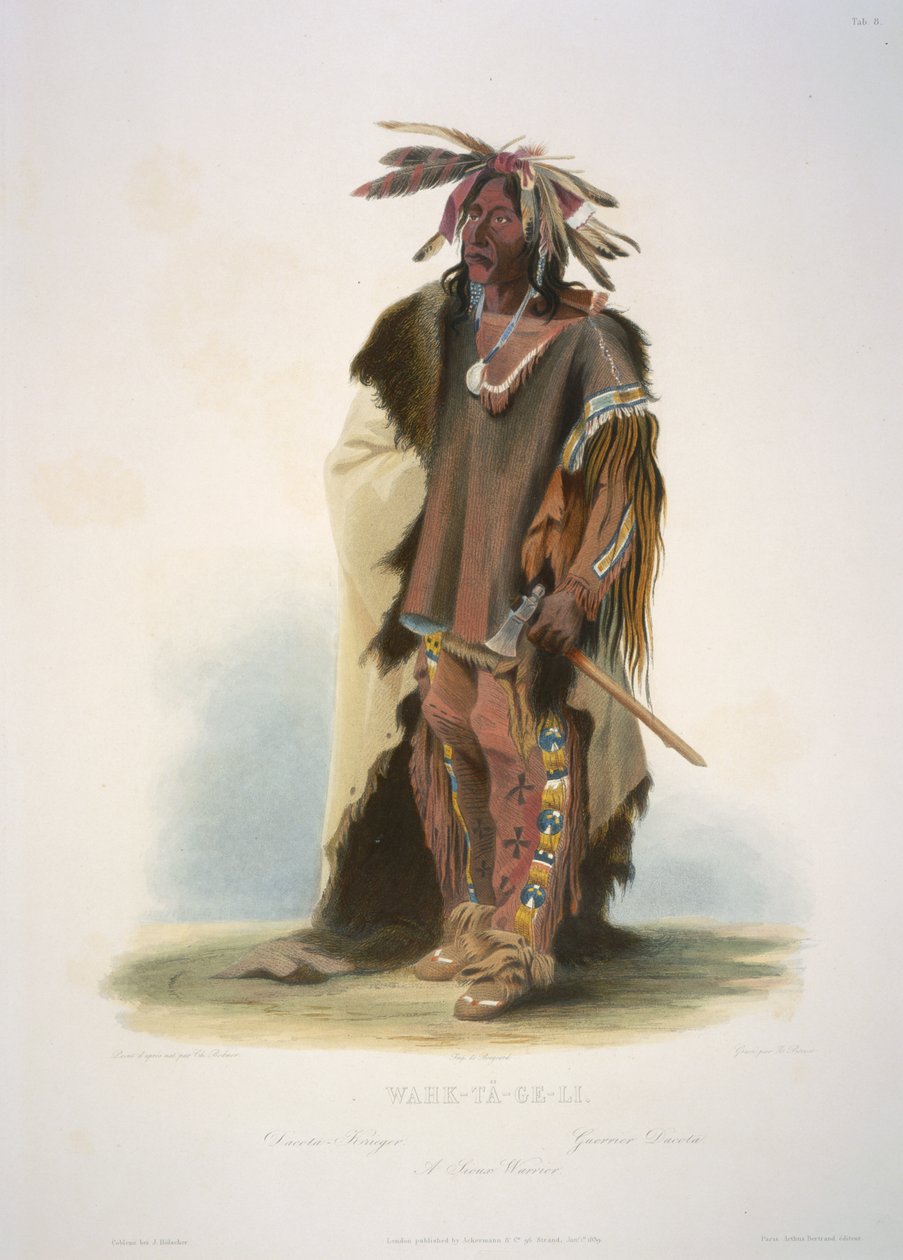Wahk-ta-Ge-Li. Un guerriero Sioux da Karl Bodmer