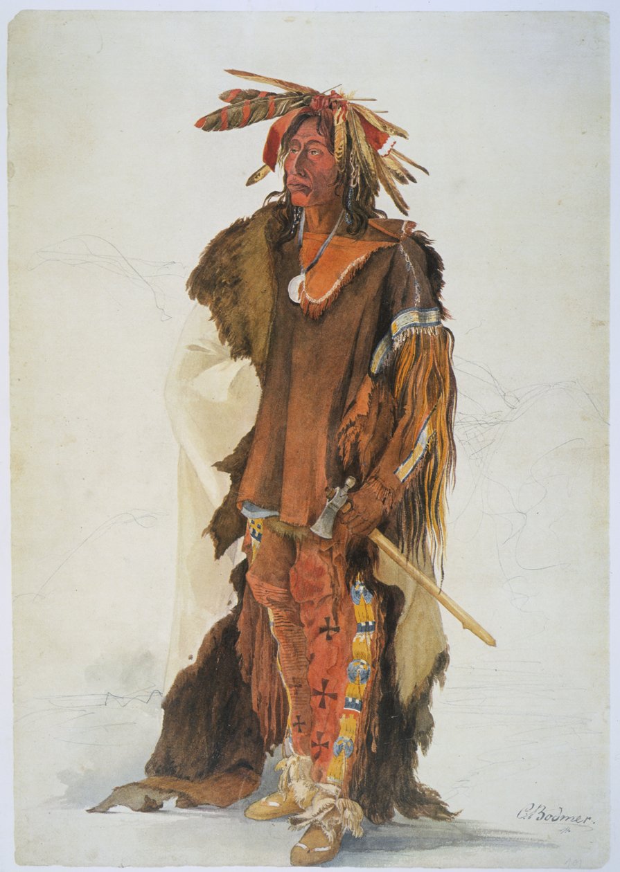 Wahk-ta-Ge-Li, un guerriero Sioux da Karl Bodmer