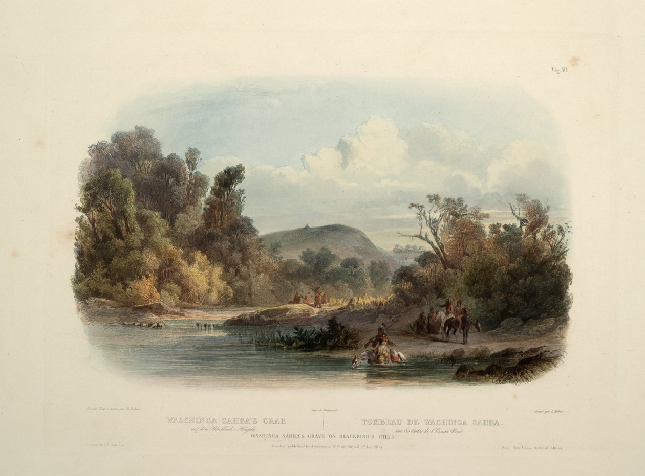 La tomba di Washinga Saba sulla collina di Blackbirds da Karl Bodmer
