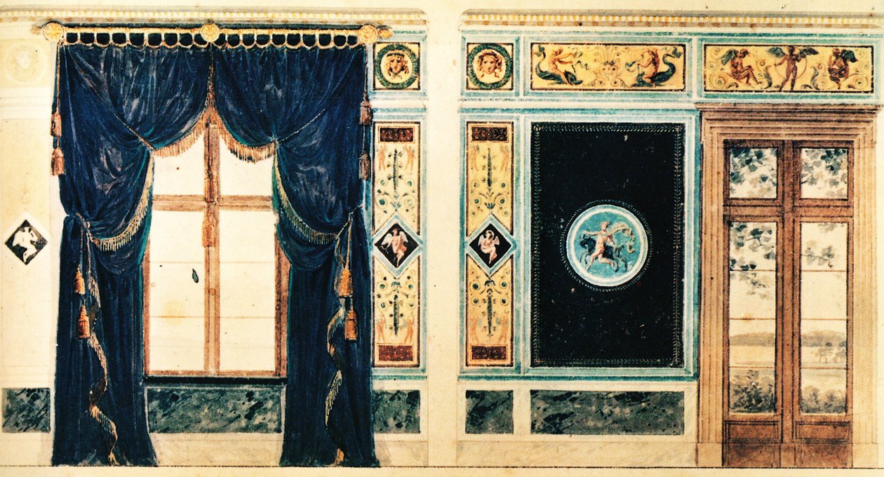 Progetto di decorazione di Schinkel per la stanza sud del Casinò Klein-Glienicke, 1824 da Karl Friedrich Schinkel
