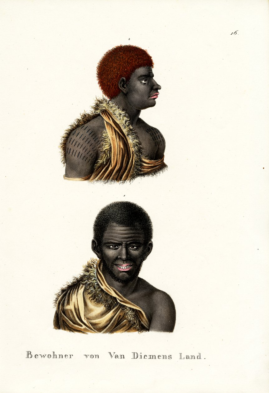 Aborigeni della Tasmania - Terra di Van Diemen, 1824 da Karl Joseph Brodtmann