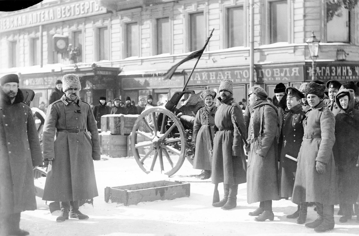 Barricate su Liteiniy Prospekt, San Pietroburgo, febbraio 1917 da Karl Karlovich Bulla