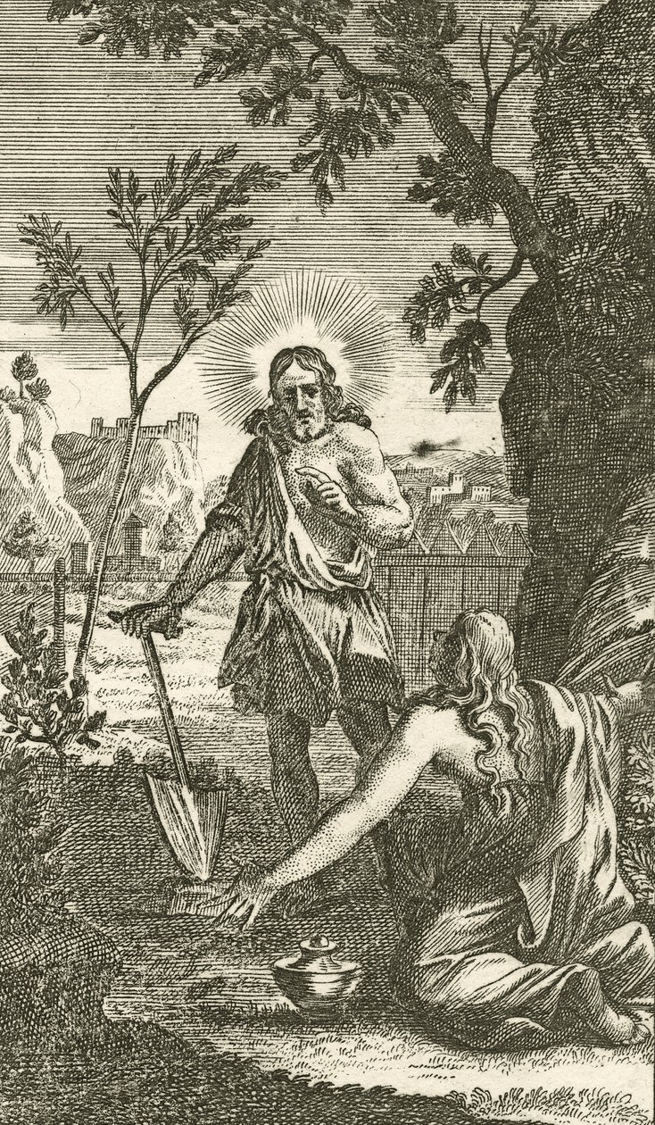 Gesù appare come giardiniere a Maria Maddalena, da un libro devozionale tedesco, 1709 da Karl Remshard