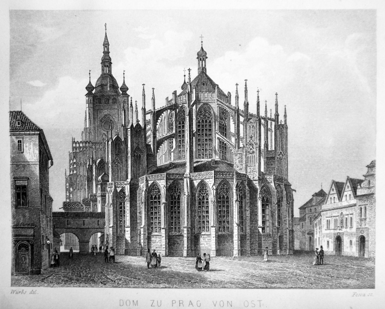 Illustrazione dal libro Der Dom zu Prag del 1858, che mostra la cattedrale di San Vito da Karl Wurbs