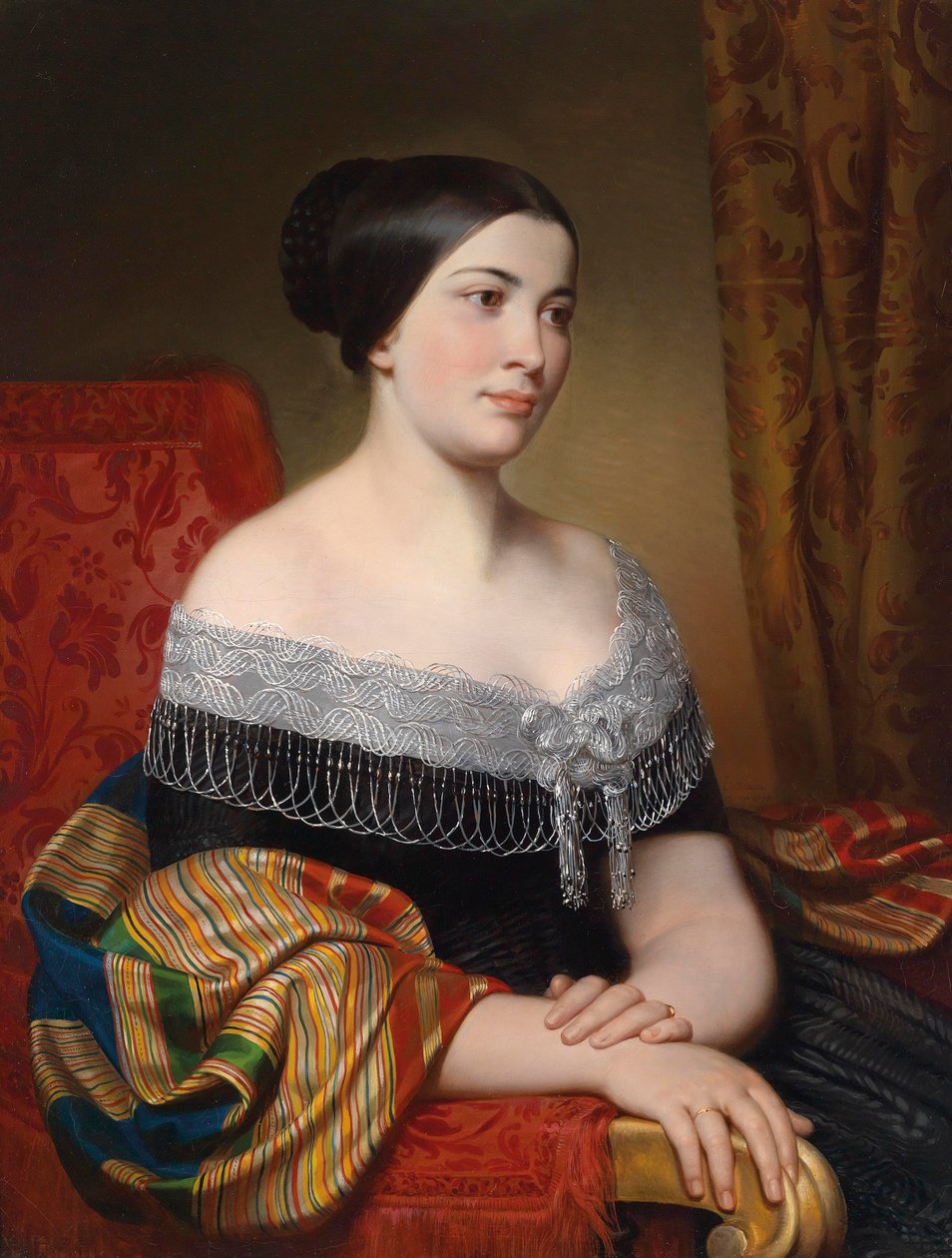 Ritratto di una signora e ritratto di un uomo, sullo sfondo la campagna romana da Karl von Blaas