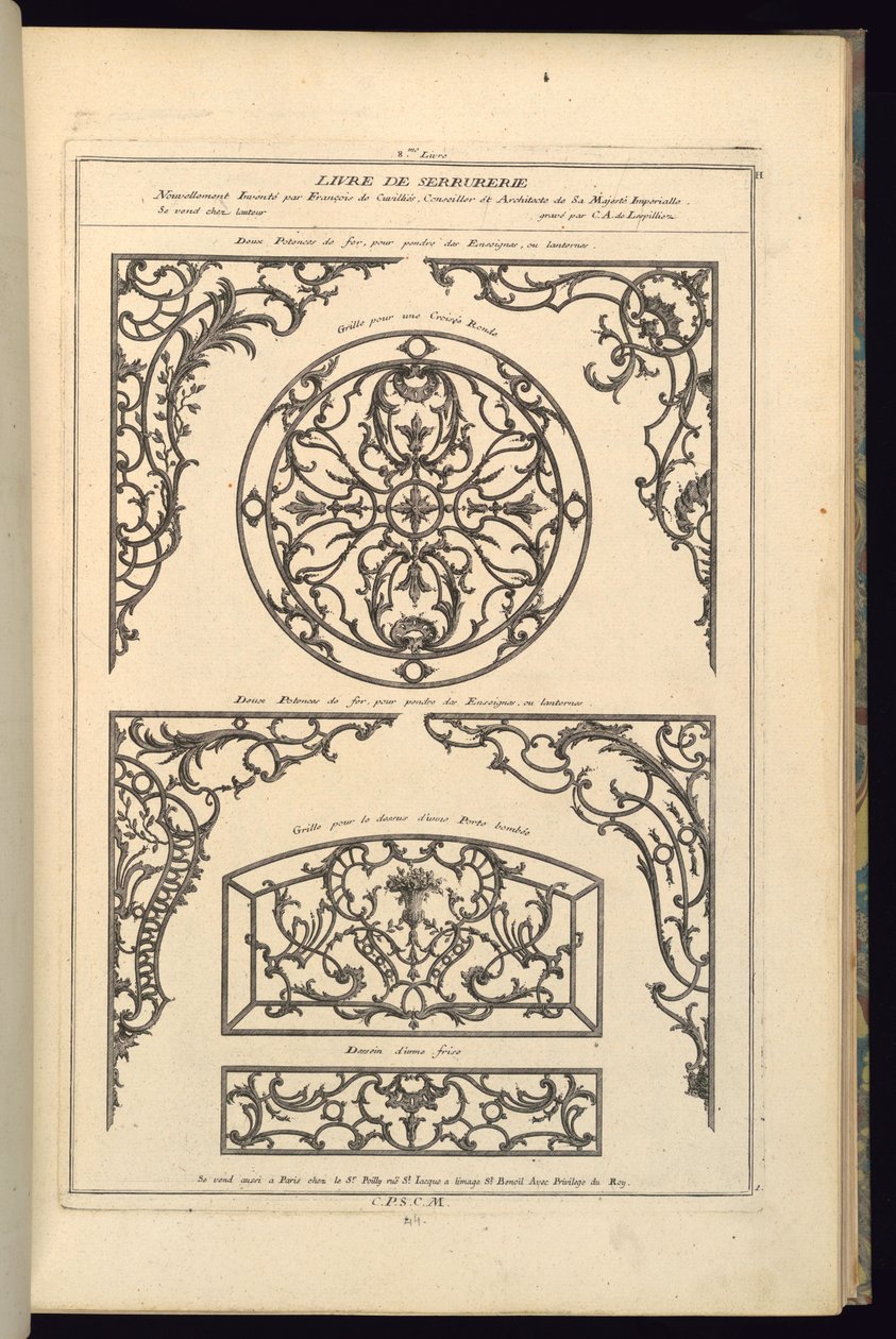 Deux Potences de fer, pour pendre des Enseignes, ou lanternes da Karl Albert von Lespilliez