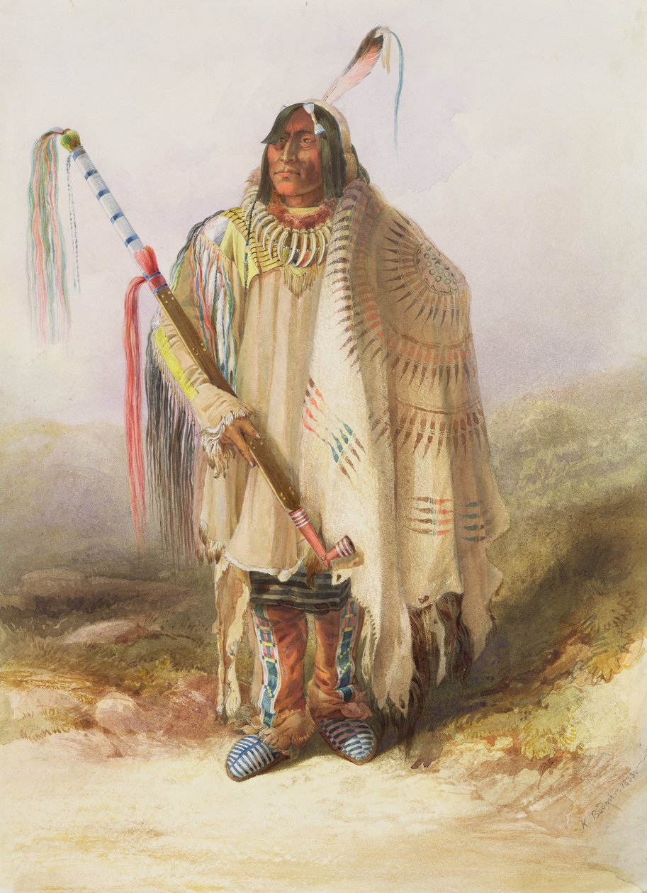 Pehriska-Ruhpa, guerriero Hidatsa da Karl Bodmer