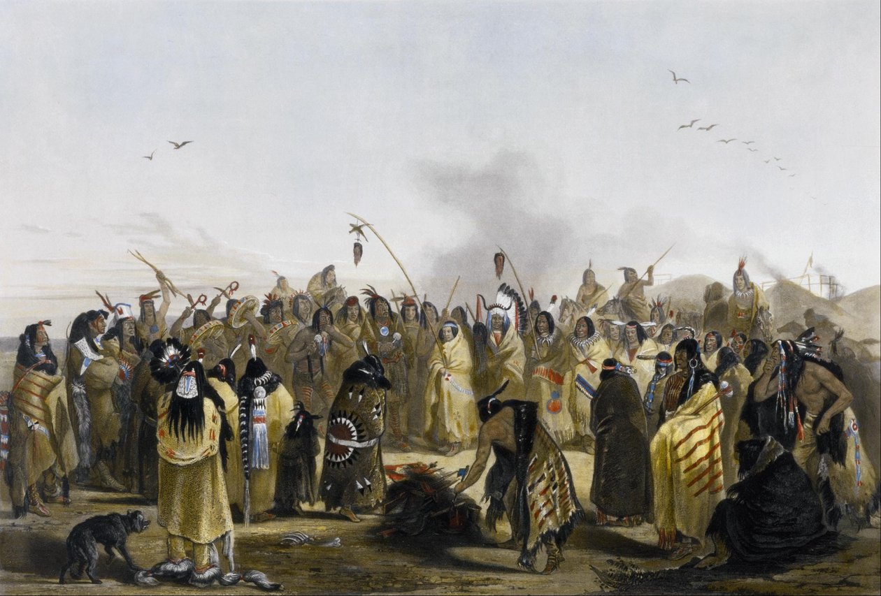 Danza del cuoio capelluto delle Minitarre da Karl Bodmer