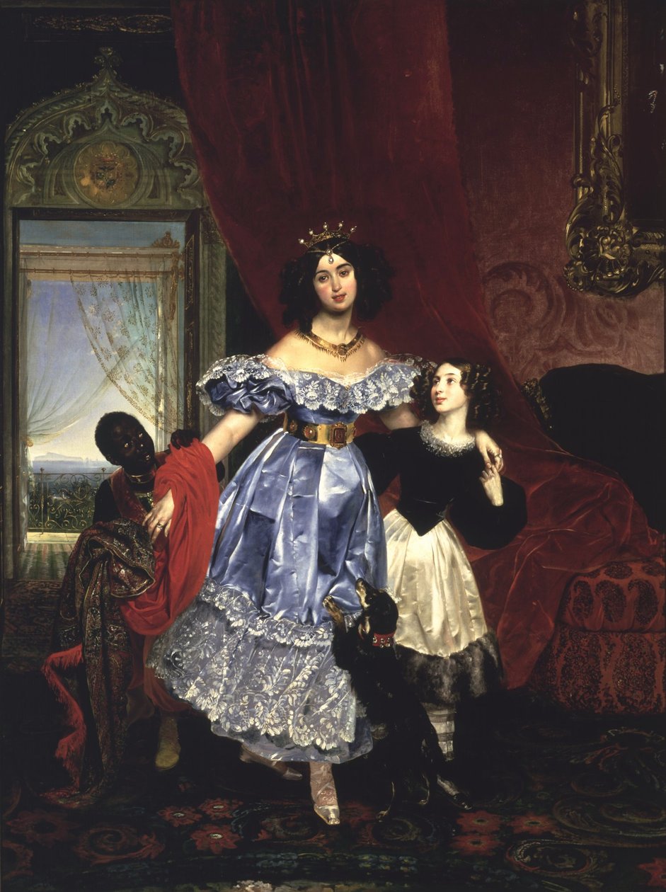 Ritratto della contessa Samoilova con (Giovanina) Amazilia Pacini e ragazzo nero da Karl Bryullov