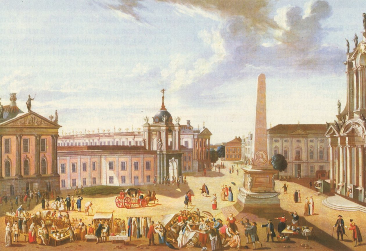 Mercato Vecchio di Potsdam con Palazzo della Città (con vista sulla Schlossstrasse) da Karl Christian Wilhelm Baron