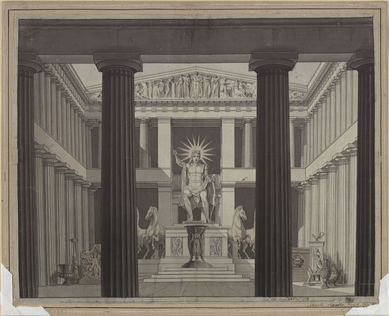 Alceste. Opera di Christoph Willibald Gluck. Bozzetto per la seconda scenografia. Interno del tempio di Apollo da Karl Friedrich Schinkel