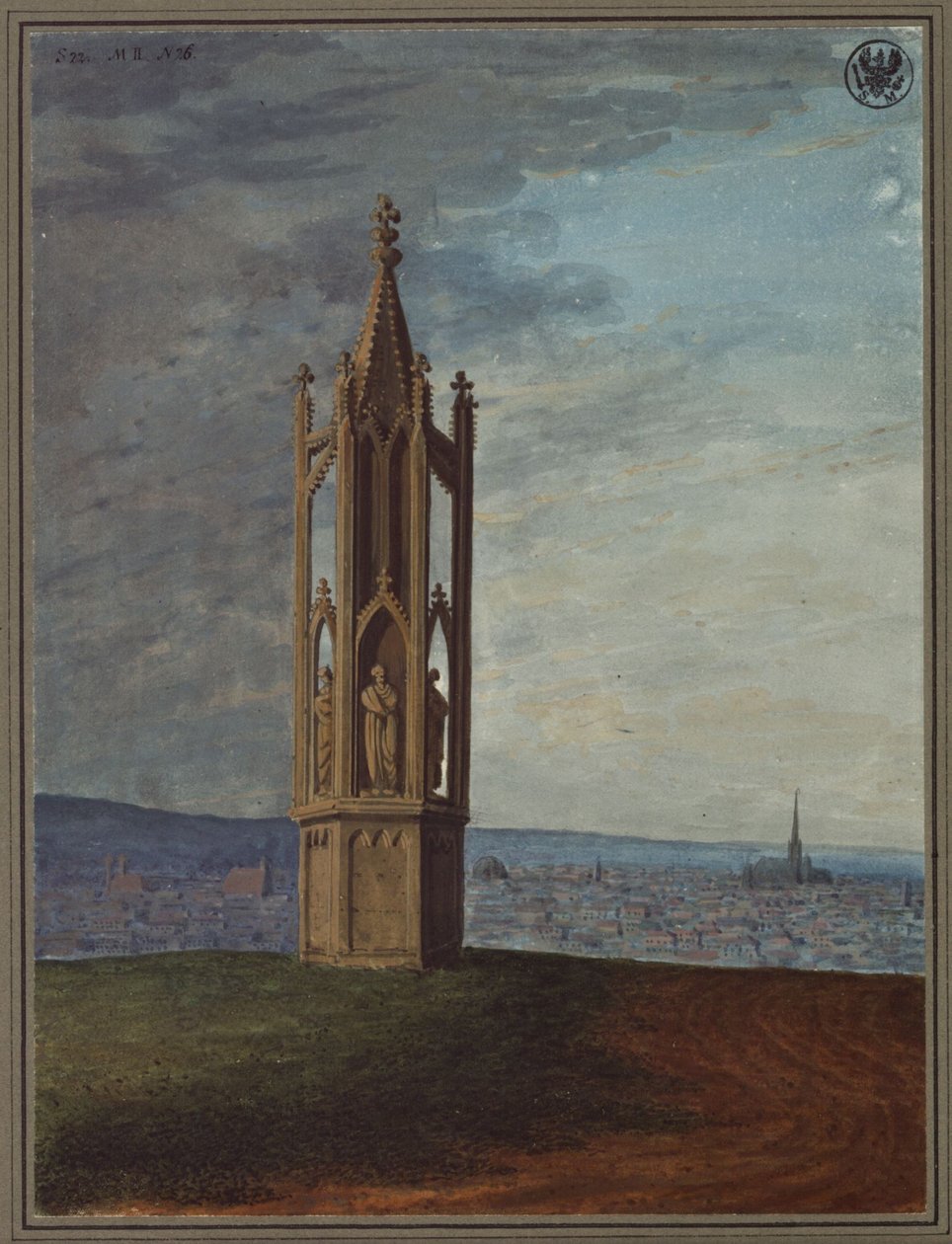 Monumento in stile antico tedesco nei pressi di Vienna, denominato “La filatrice sulla croce” da Karl Friedrich Schinkel
