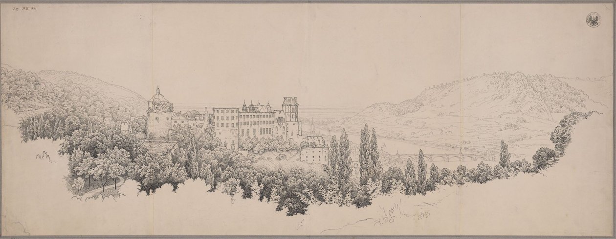 Veduta del Castello di Heidelberg con il ponte sul Neckar e la valle del Neckar da Karl Friedrich Schinkel