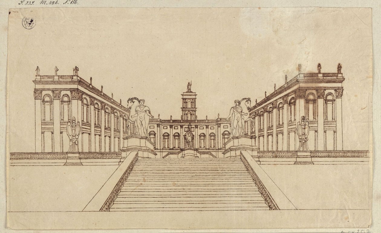 Vista di Piazza del Campidoglio a Roma da Karl Friedrich Schinkel