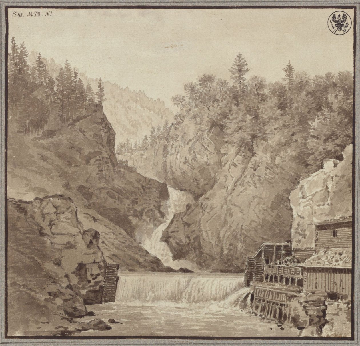 Veduta della cascata presso Lend nel Salisburghese da Karl Friedrich Schinkel