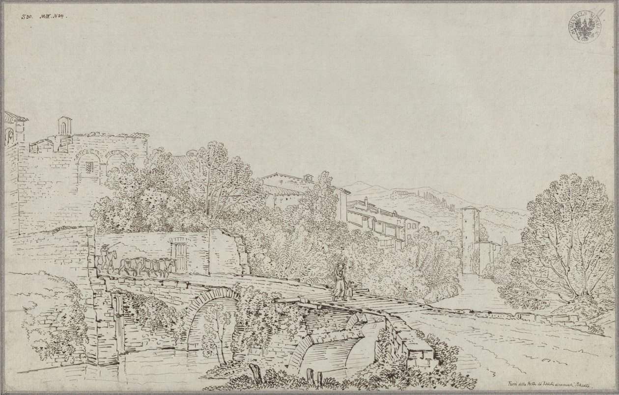 Veduta di Rieti negli Appennini con il ponte sul Velino da Karl Friedrich Schinkel