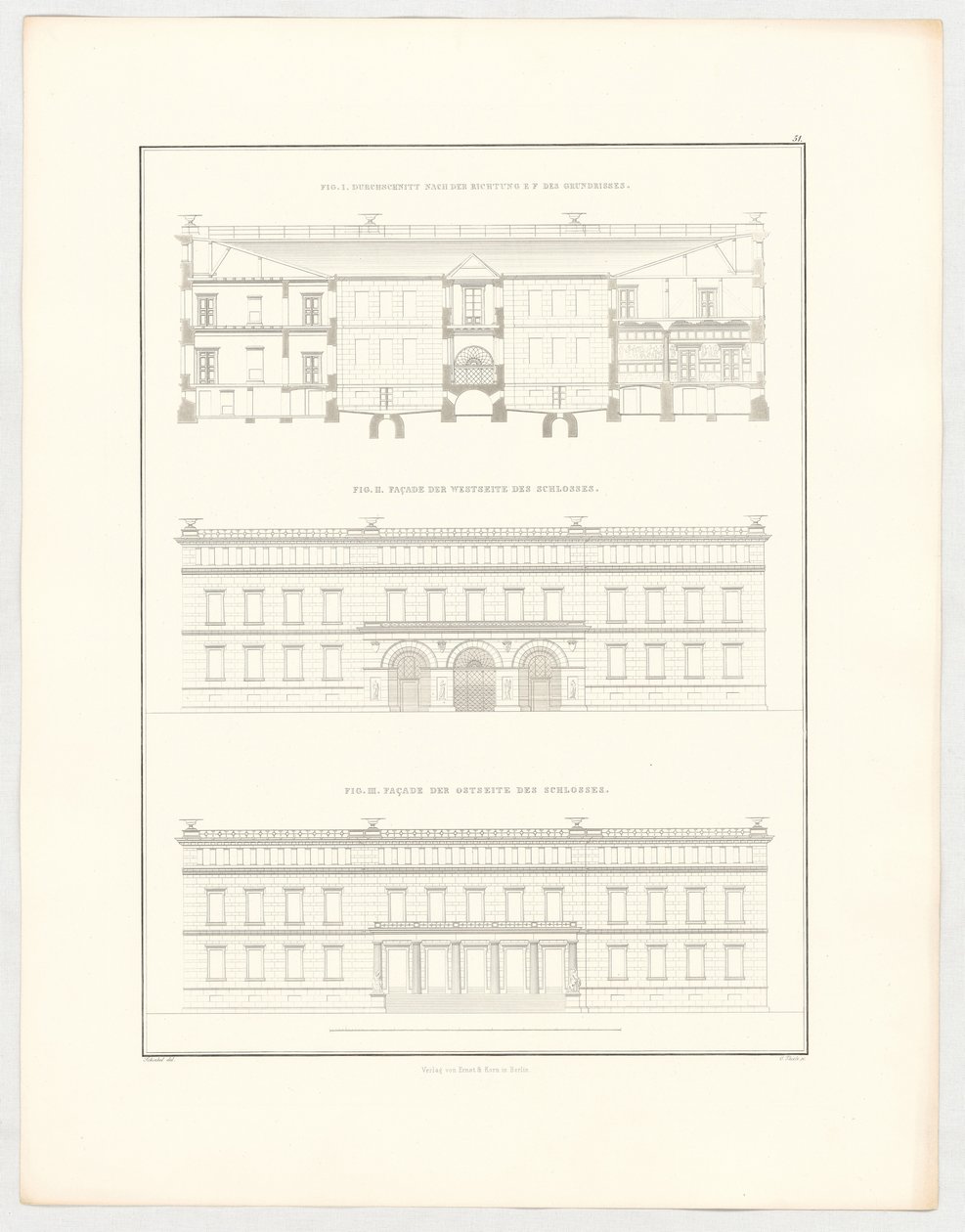 Vedute del castello di Krzescowice, foglio 51 della serie "Raccolta di progetti architettonici" da Karl Friedrich Schinkel