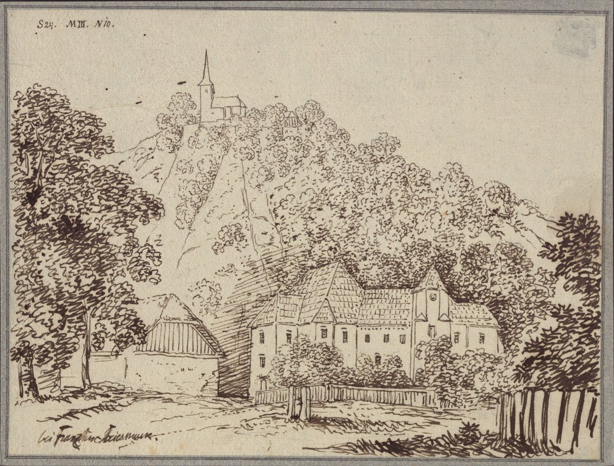 "Da Franz in Stiria" / Veduta della canonica di Franz a ovest di Cilli (Celje) da Karl Friedrich Schinkel