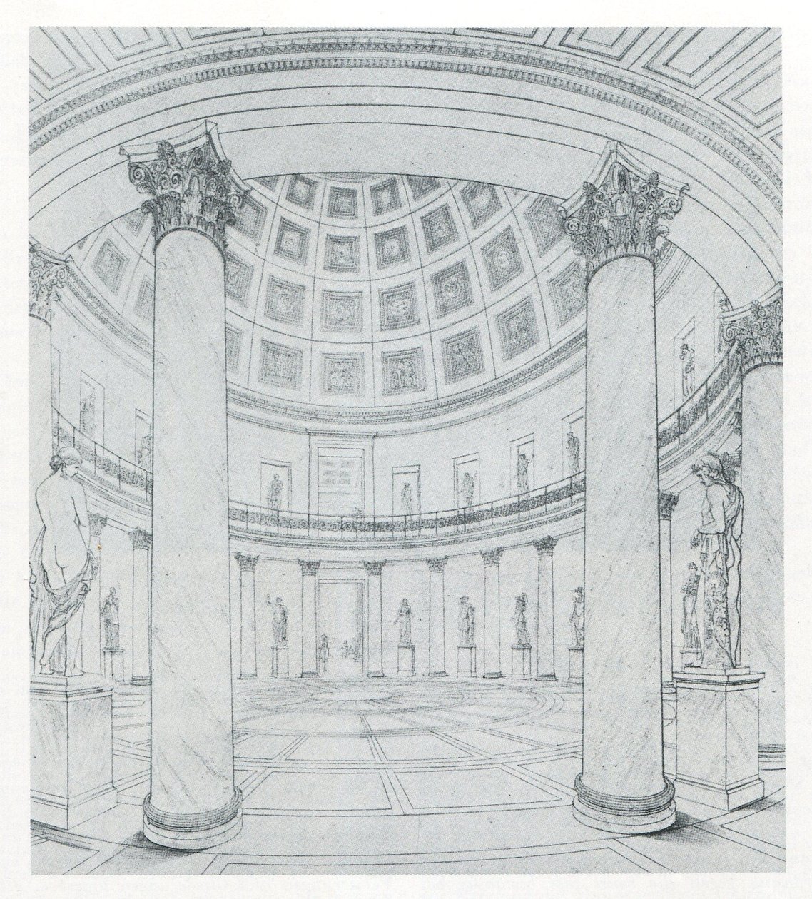 Berlino. Altes Museum presso il Lustgarten. Vista della rotonda da Karl Friedrich Schinkel