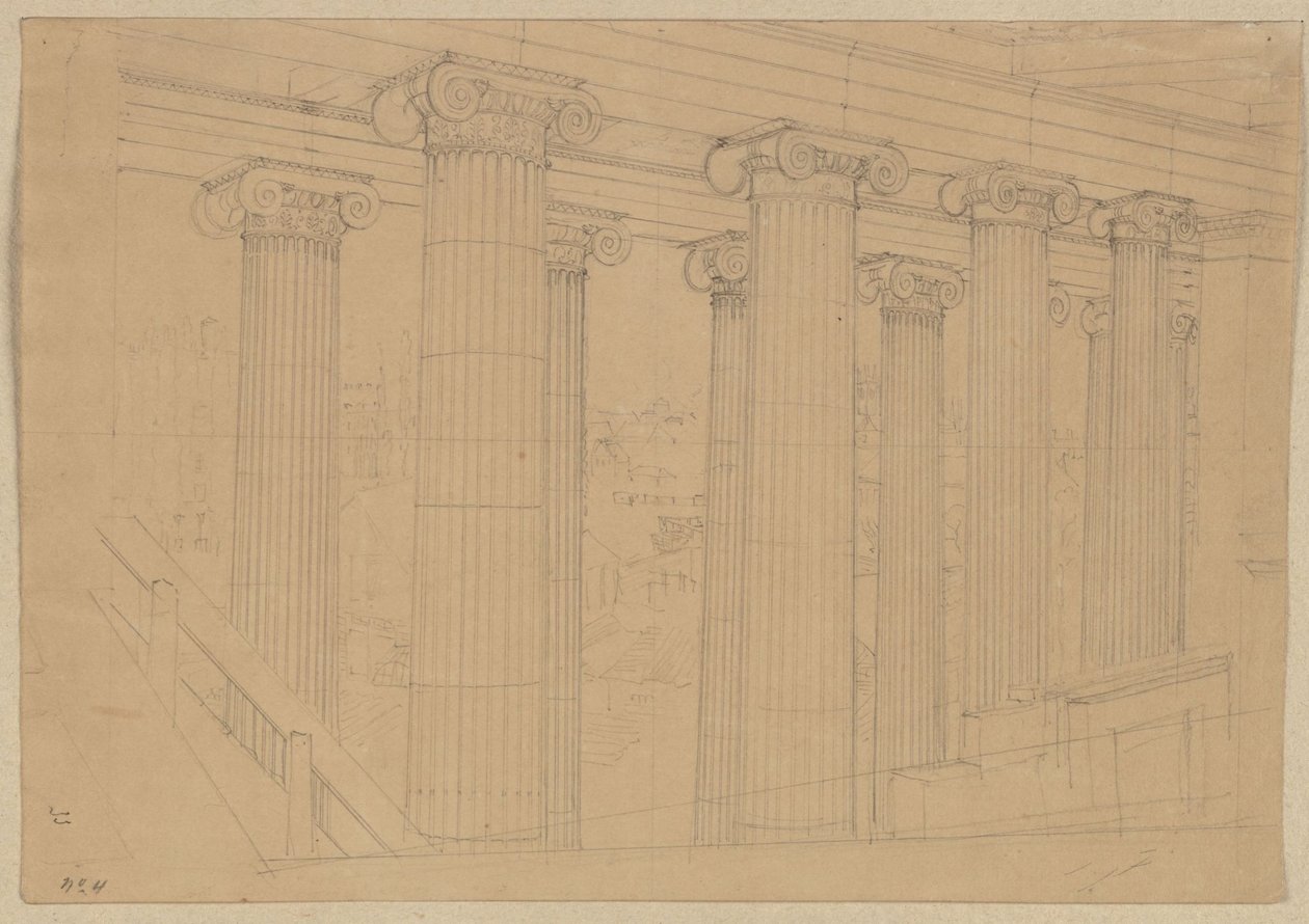 Berlino. Altes Museum presso il Lustgarten. Veduta dalla sala durante la costruzione da Karl Friedrich Schinkel