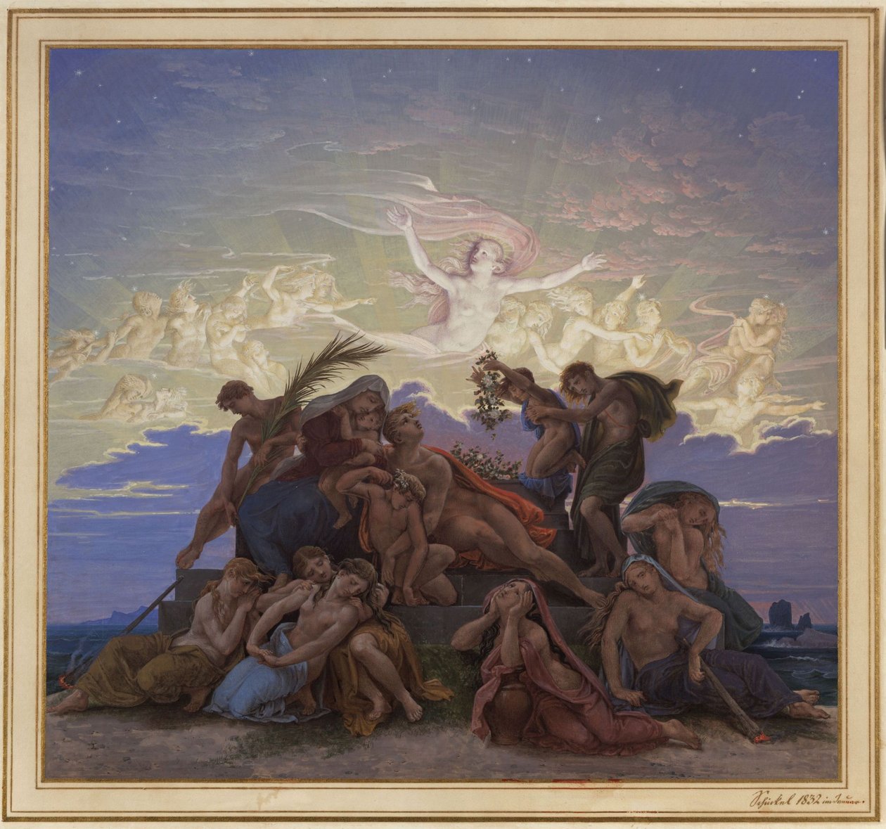 Berlino. Antico Museo presso il Lustgarten. Progetto per il dipinto murale "Lutto al tumulo" da Karl Friedrich Schinkel