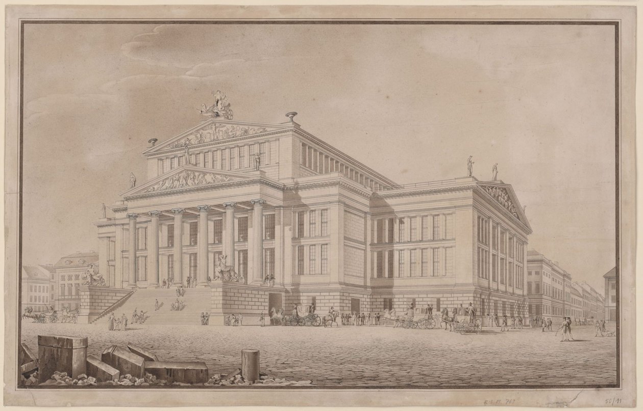 Berlino. Schauspielhaus sul Gendarmenmarkt. Veduta prospettica da Karl Friedrich Schinkel