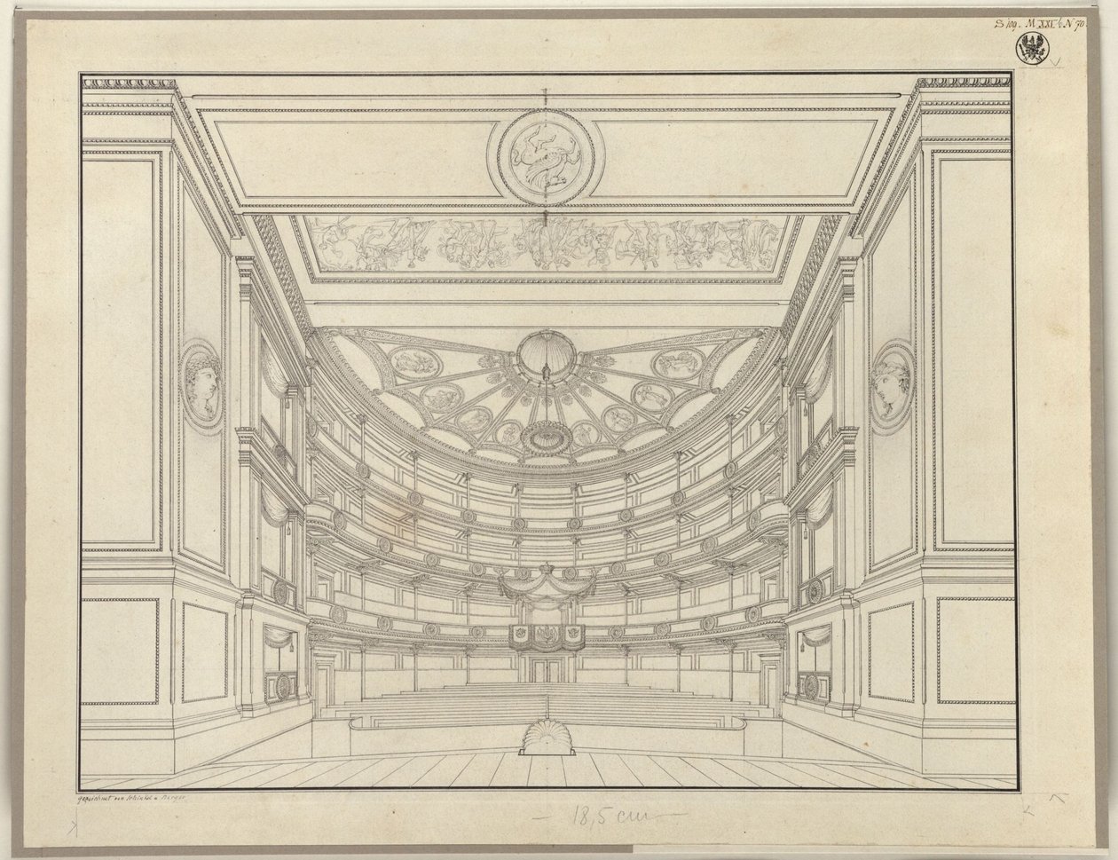 Berlino. Teatro Schauspielhaus sul Gendarmenmarkt, sala spettacoli da Karl Friedrich Schinkel