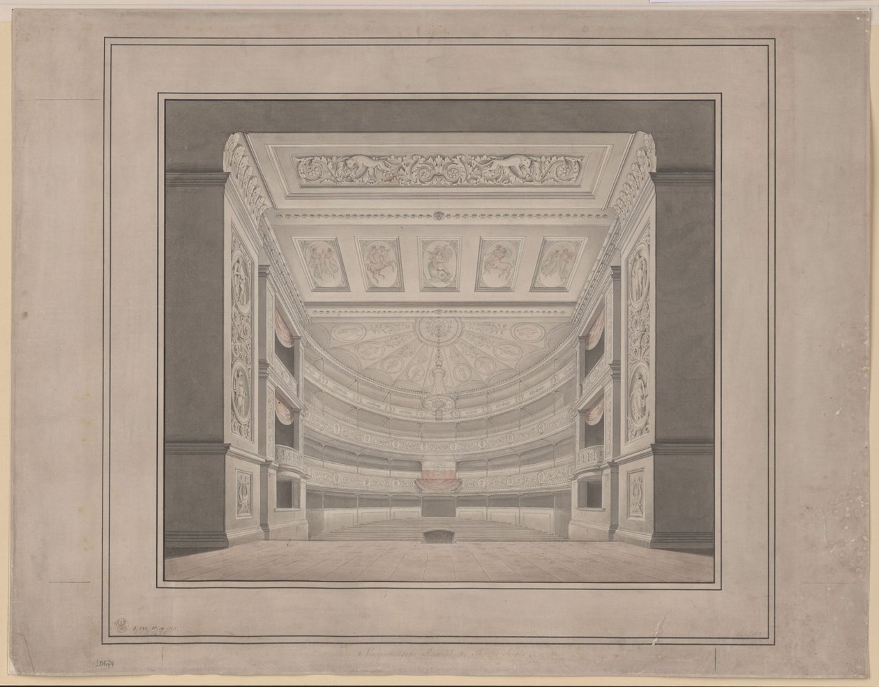 Berlino. Schauspielhaus sul Gendarmenmarkt, auditorium da Karl Friedrich Schinkel