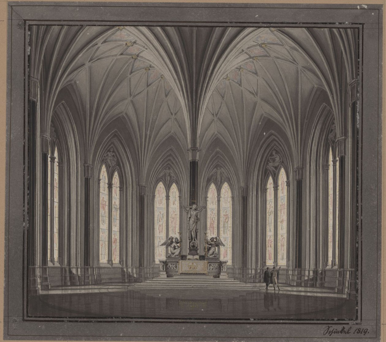 Berlino, Spittelmarkt. Progetto per la chiesa di Santa Gertrude. Veduta interna del coro da Karl Friedrich Schinkel
