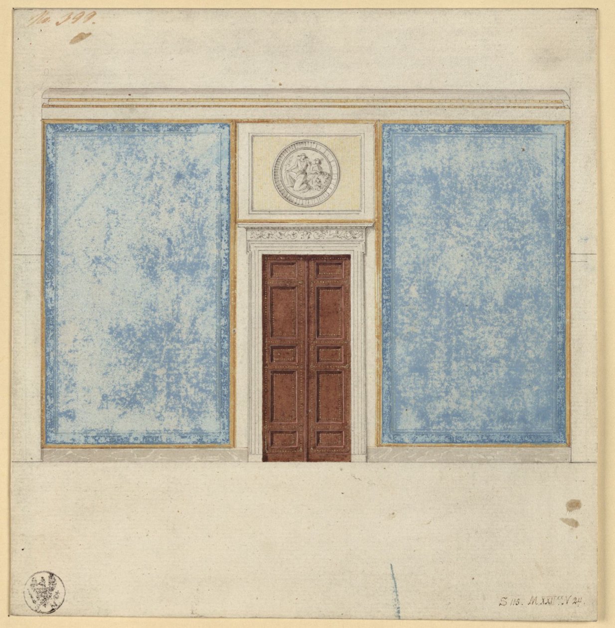 Berlino, Wilhelmstraße 102. Palazzo del principe Albrecht di Prussia, progetto per un salotto da Karl Friedrich Schinkel