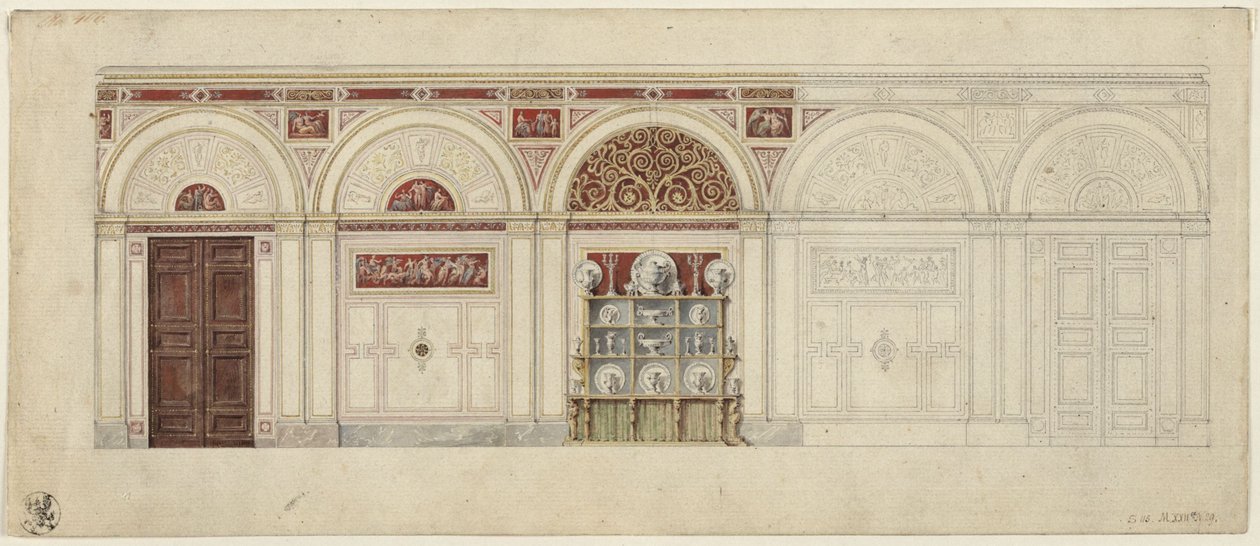 Berlino, Wilhelmstraße 102. Palazzo del principe Albrecht di Prussia, progetto della sala da pranzo da Karl Friedrich Schinkel